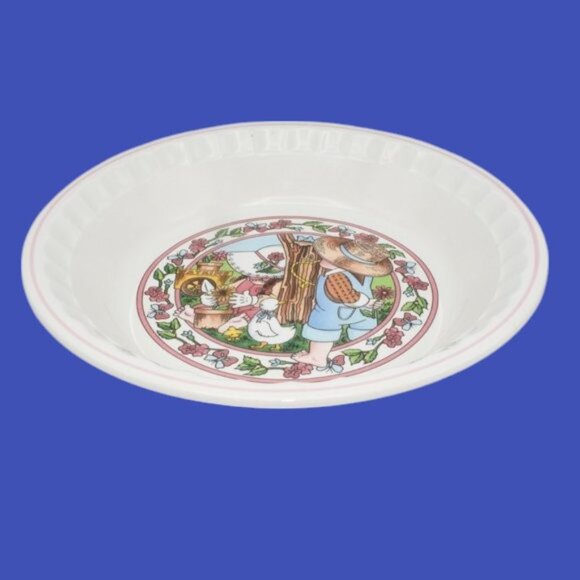 Vintage Watkins Country Kids Deep Dish Pie Plate Spring Brunch Ham & Cheese Pie - Picture 3 of 11